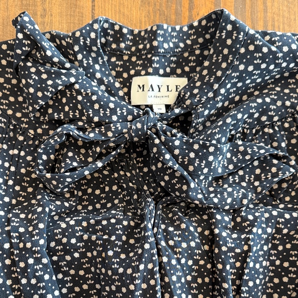 Mayle Black & Cream Floral Dress, Long, 100% Silk -Sz 10